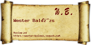 Wester Balázs névjegykártya